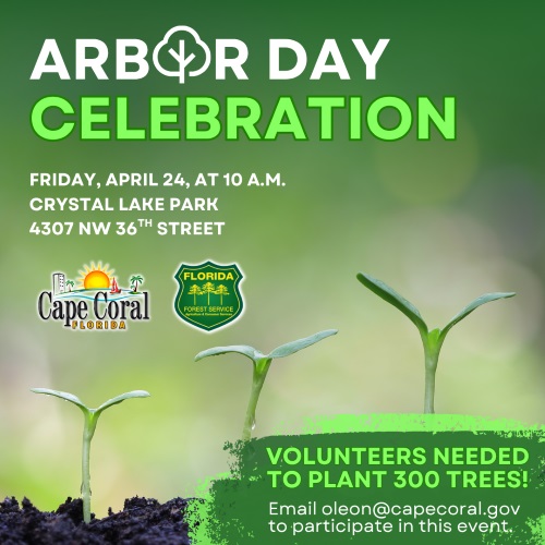 Flyer for Arbor Day on April 24 at 10am